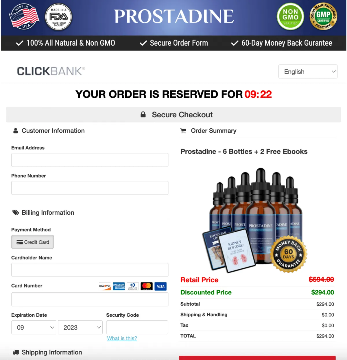 Prostadine Checkout